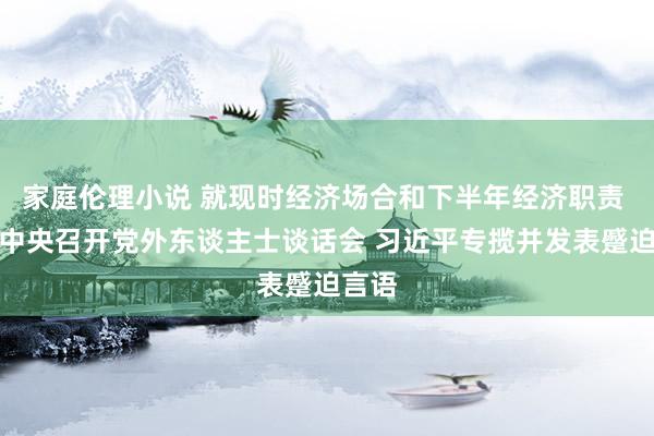 家庭伦理小说 就现时经济场合和下半年经济职责 中共中央召开党外东谈主士谈话会 习近平专揽并发表蹙迫言语