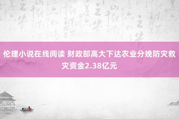 伦理小说在线阅读 财政部高大下达农业分娩防灾救灾资金2.38亿元