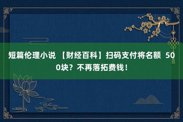 短篇伦理小说 【财经百科】扫码支付将名额  500块？不再落拓费钱！